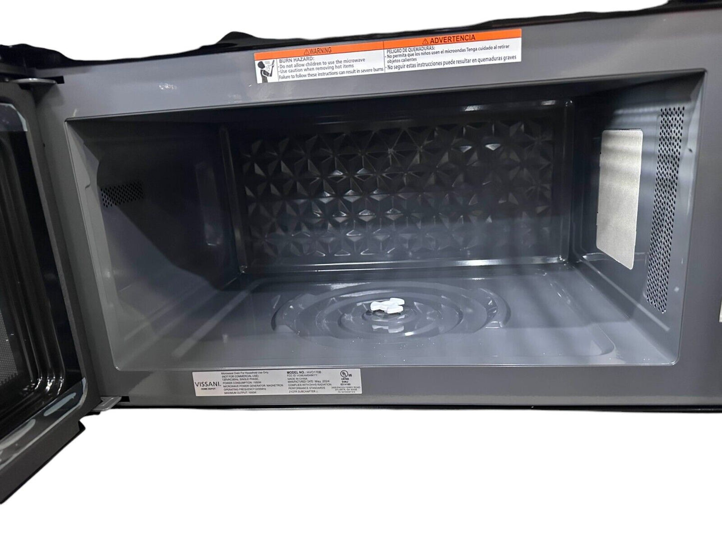 Vissani Over the Range Microwave 1.7cu.ft.1000-Watt W/10 in Black- DENT ON BACK