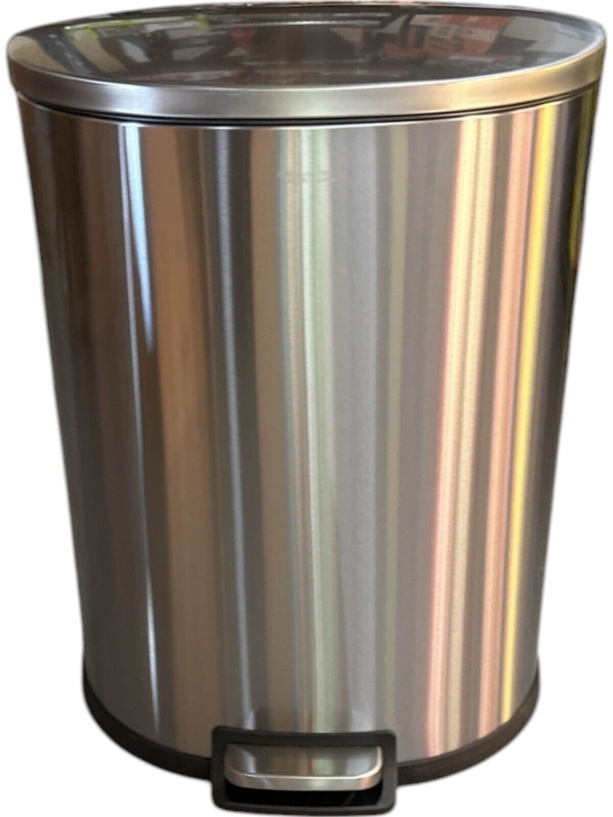 STYLEWELL 50L STAINLESS STEEL SEMI-ROUND STEP CAN -OPEN BOX-