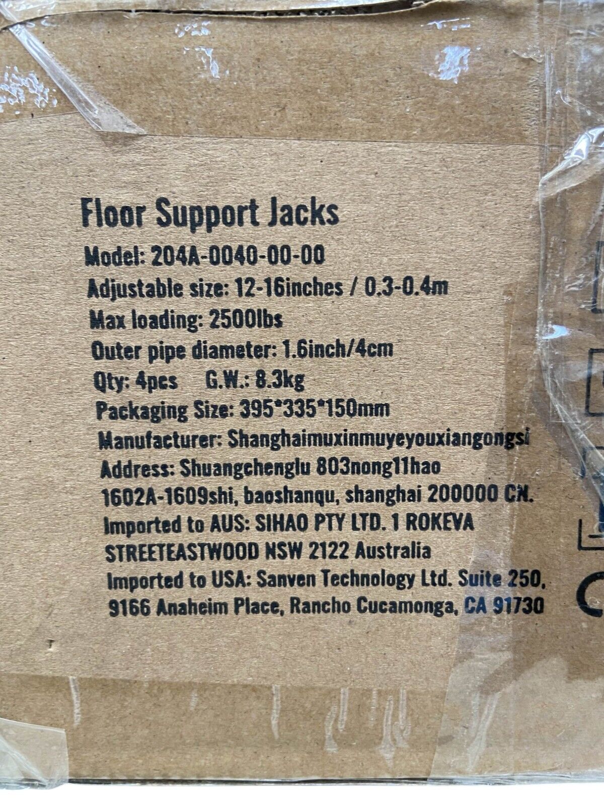 VEVOR 4PCS Adjustable Floor Jack Post House Floor Leveling Lift 11.6"-16" Height