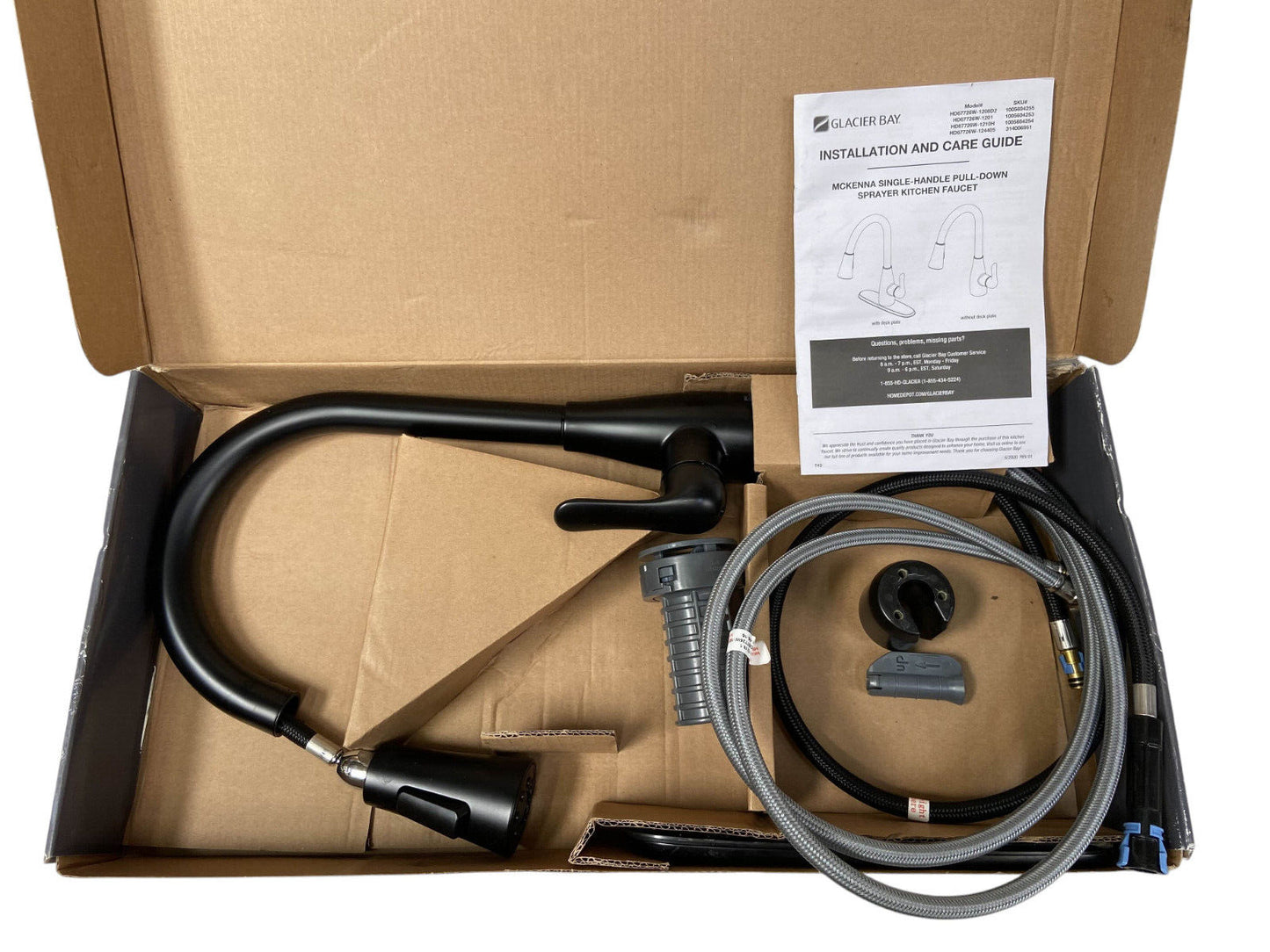 READ - Glacier Bay Pull-Down Sprayer Kitchen Faucet Black 1 Handle HD67726W