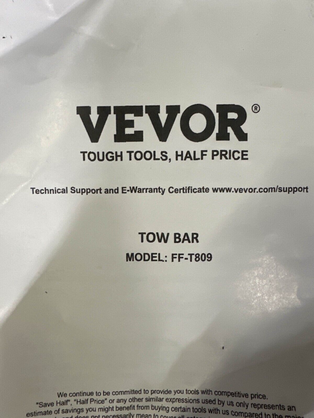 VEVOR Tow Bar Bumper Mount Tow Bar 5500 lbs Fits 2-inch Ball Hitch with Chains