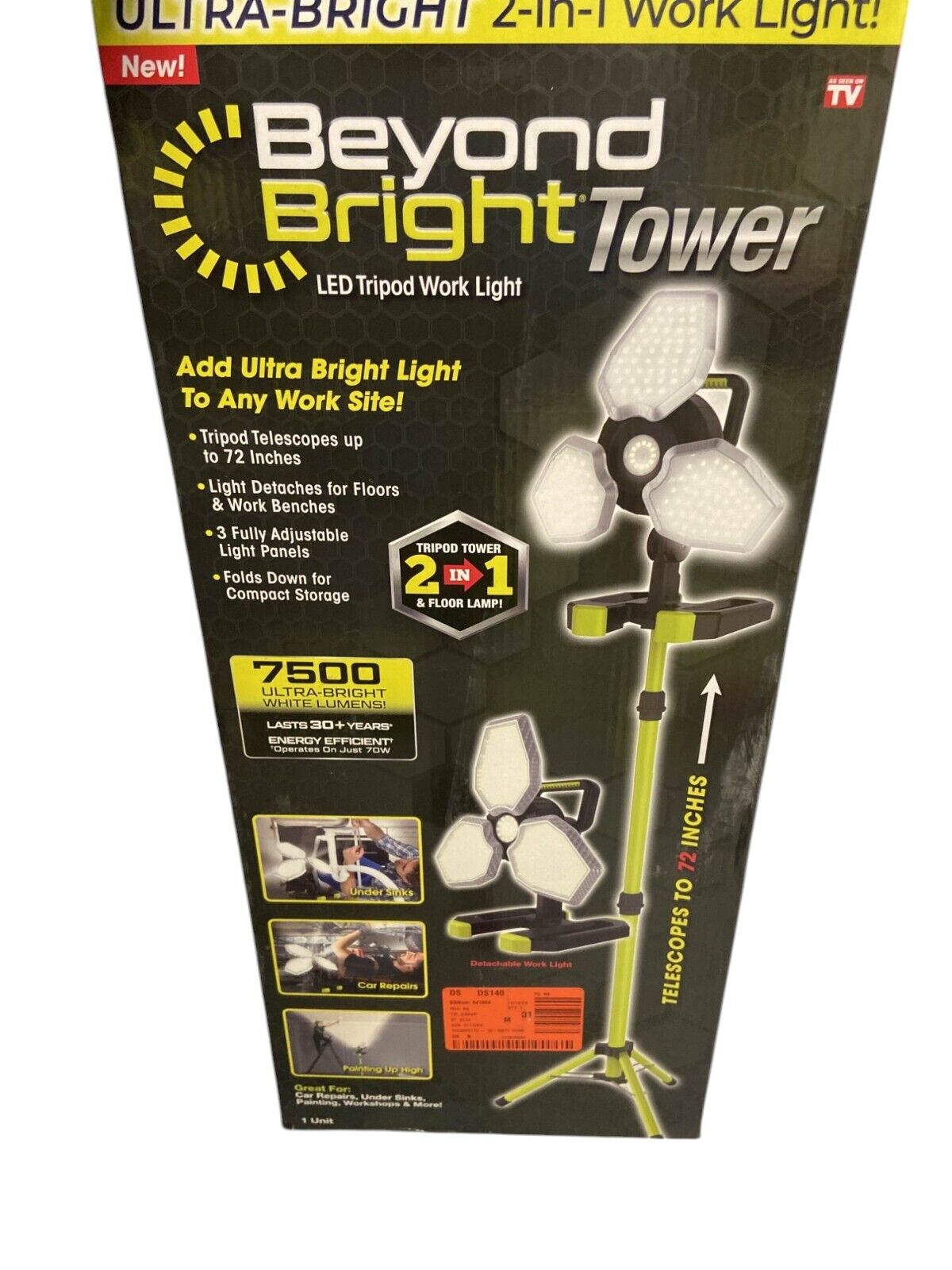 FOR PARTS - BEYOND BRIGHT 70-Watt Tower Light with Tripod Stand (Missing Pole)
