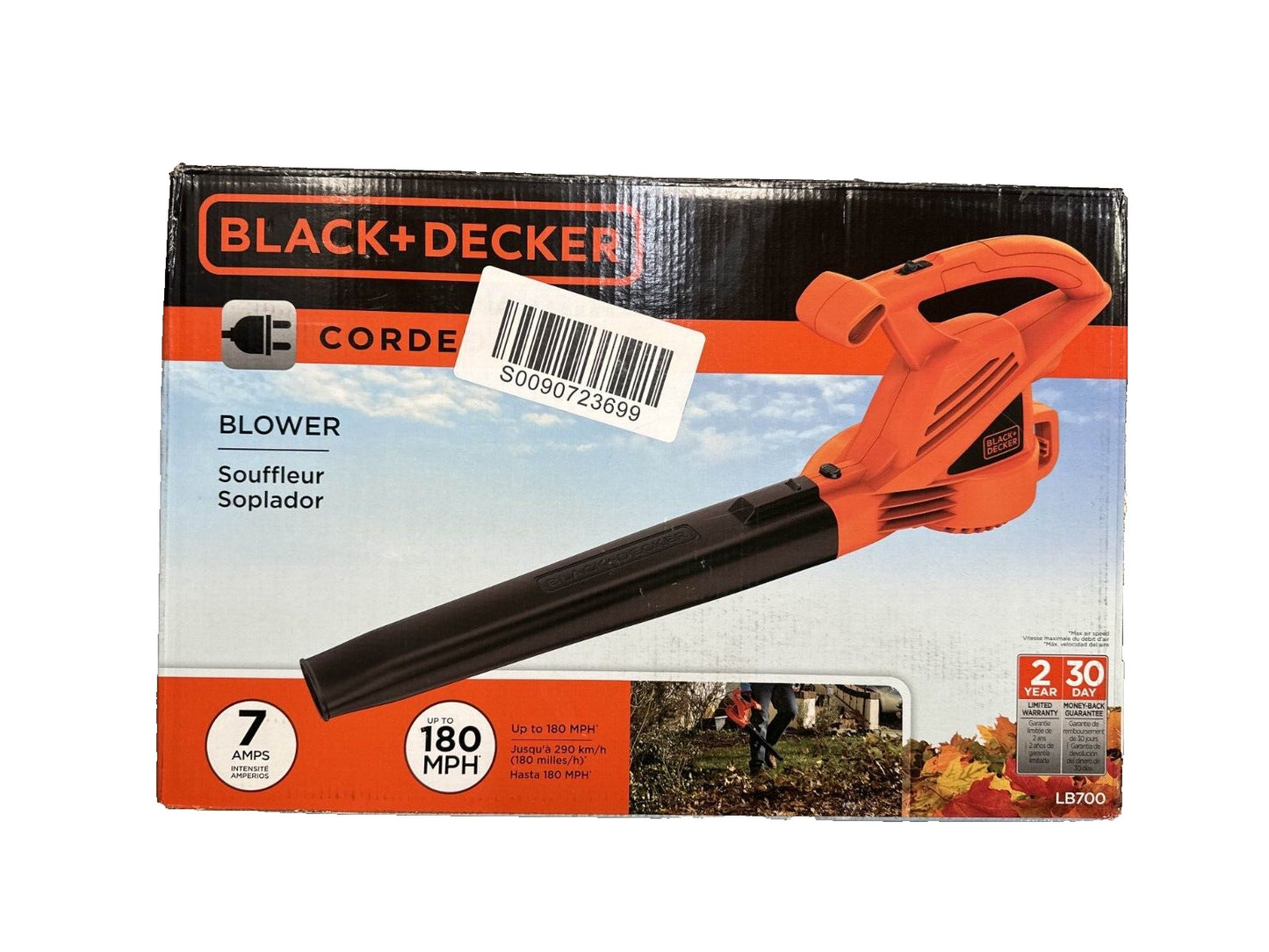 Black & Decker LB700 120V 7 Amp 180 CFM Corded Blower -OPEN BOX- CORDED