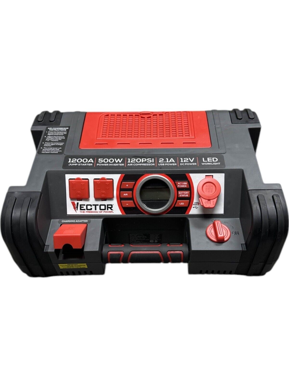 Vector PPRH5V 6 In 1 1200A Portable Power Station 500W 12V 120PSI --READ--