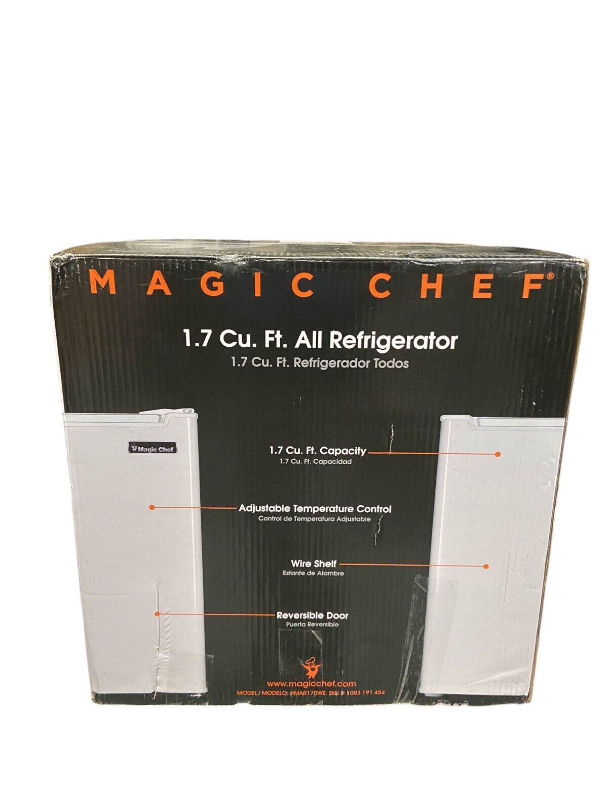 Magic Chef Mini Fridge 1.7 Cu. Ft. Freezerless White HMAR170WE