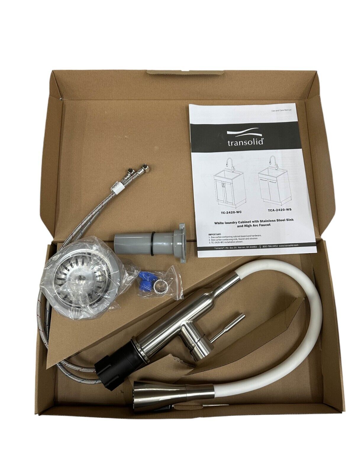 Transolid Steel Laundry Sink w/ High Arc Faucet (No Cabinet/Mounting Hardware)