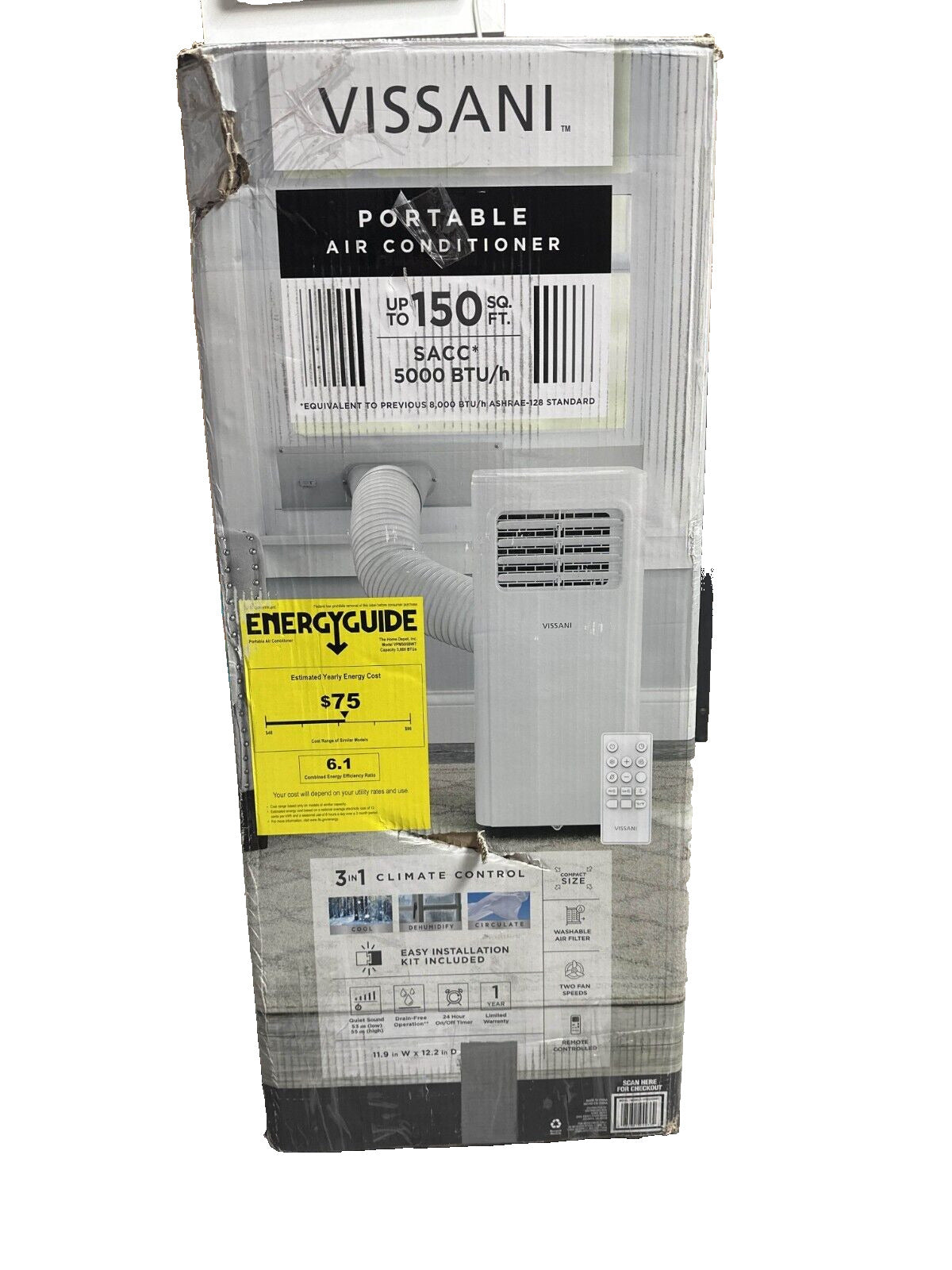 Vissani 5000 BTU Portable Air Conditioner w/ Dehumidifier - VPMS05BWT