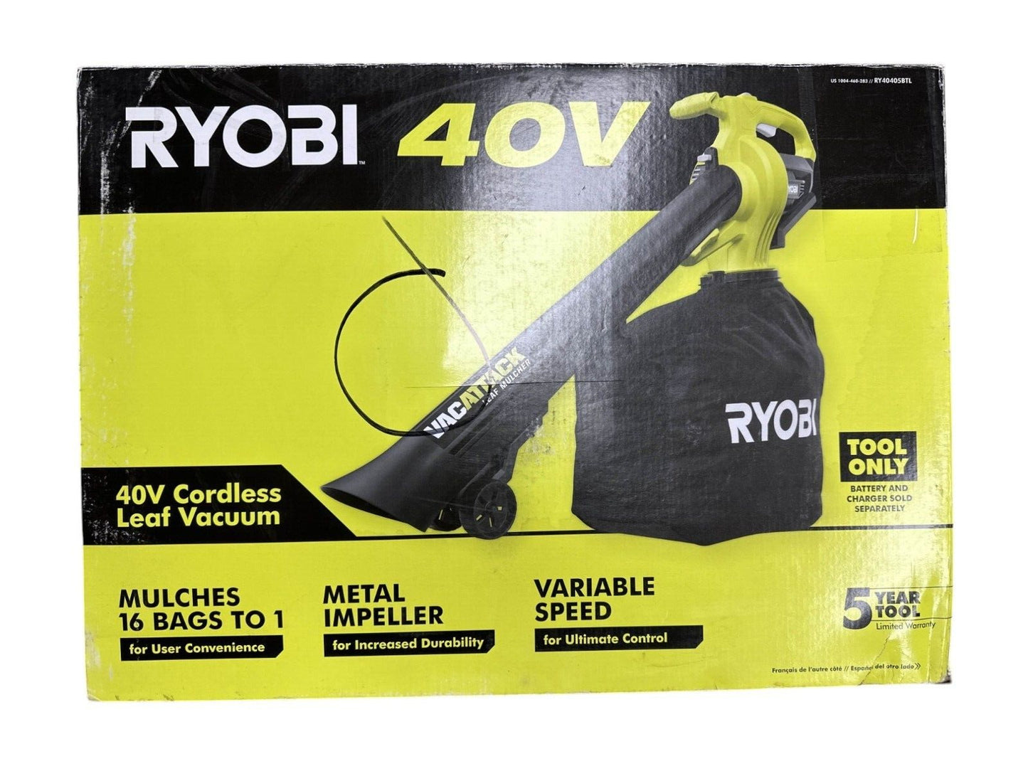 Ryobi RY40405BTL 40V Cordless Leaf Mulcher (Tool Only)