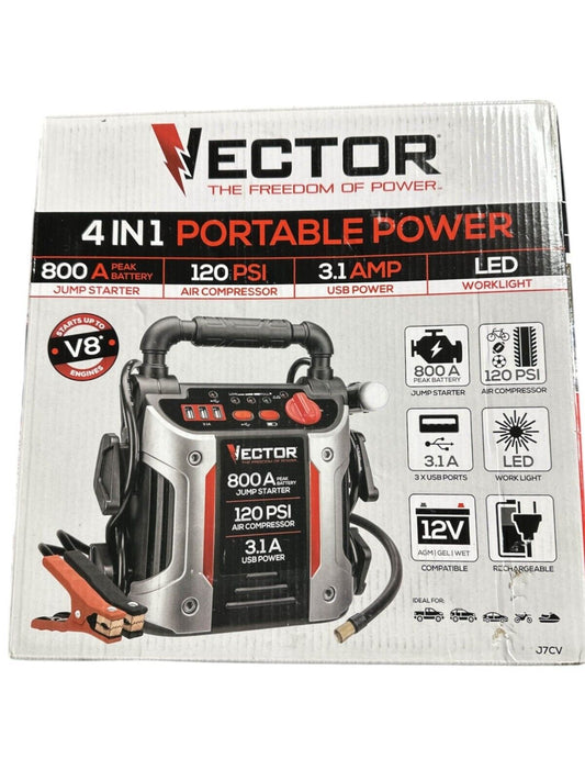 VECTOR J7CV 800 Amp Automotive Jump Starter - Portable Power -READ--