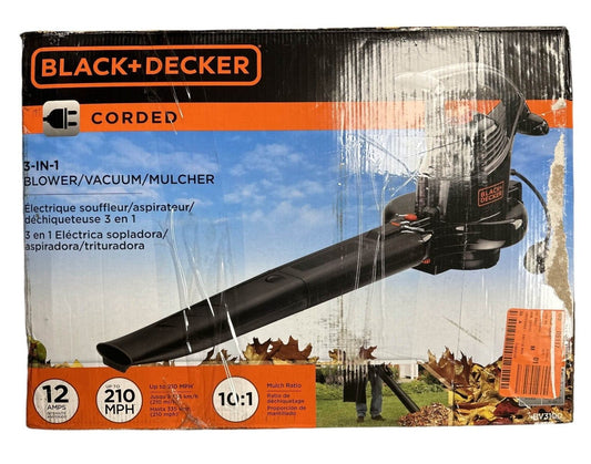 Black & Decker 3-in-1 Electric Leaf Blower, Leaf Vacuum, Mulcher, 12-Amp BV3100