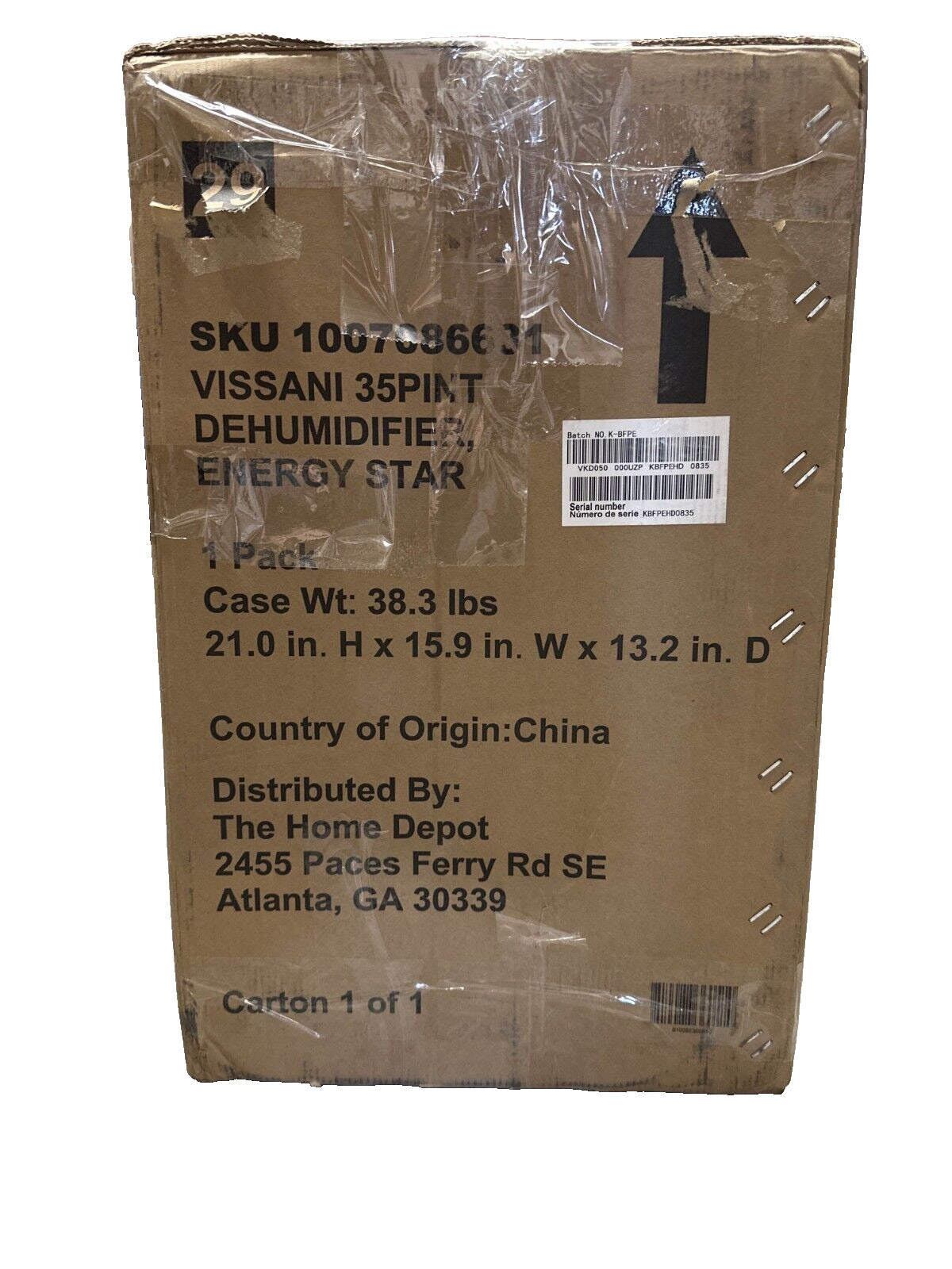 Vissani VDH35 35-Pint Dehumidifier -WHITE-