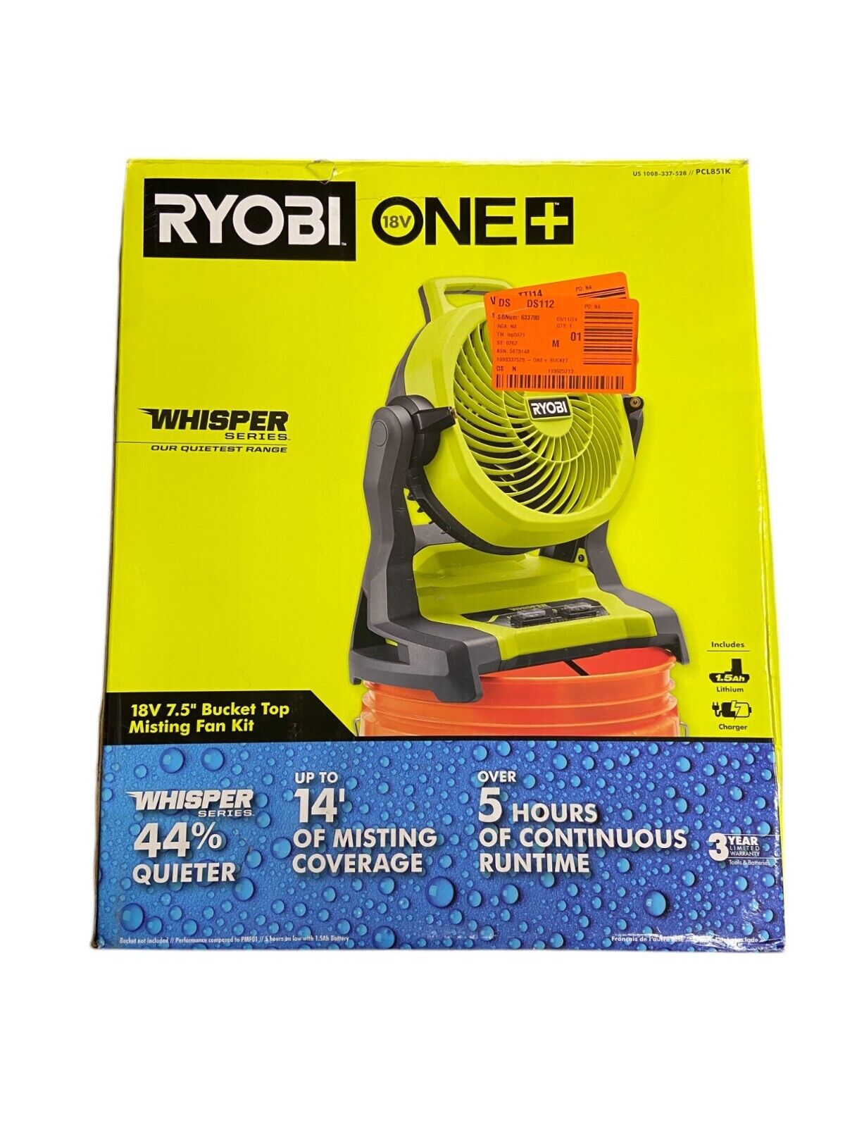 Ryobi ONE+ 18V Cordless 7.5" Hybrid Whisper Fan PCL851 (Tool Only)