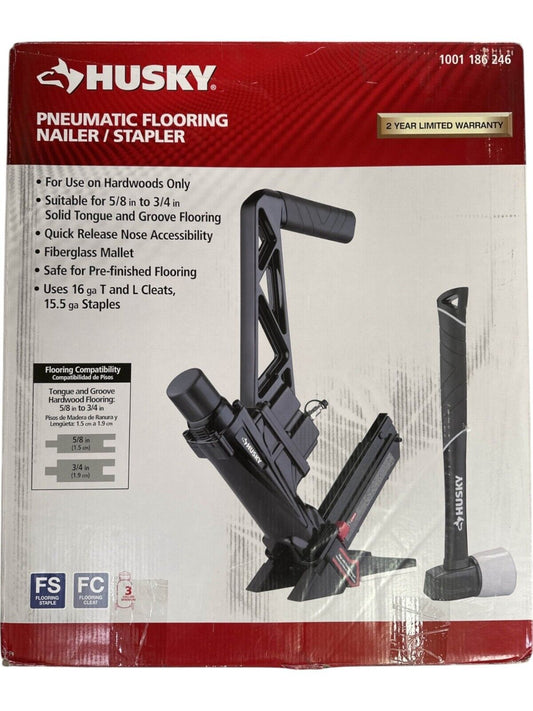 HUSKY Pneumatic Hardwood Flooring Nailer Stapler 15.5Ga/16Ga -USED-