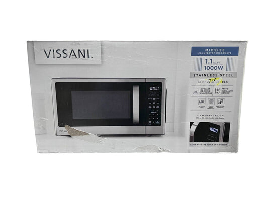 Vissani 1.1 Cu.Ft Countertop Microwave Stainless Steel 1000 Watts