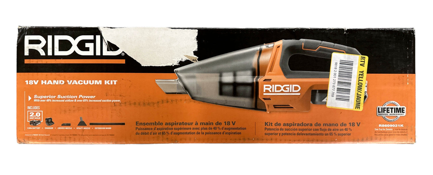 RIDGID 18V Cordless Hand Vacuum -TOOL ONLY-