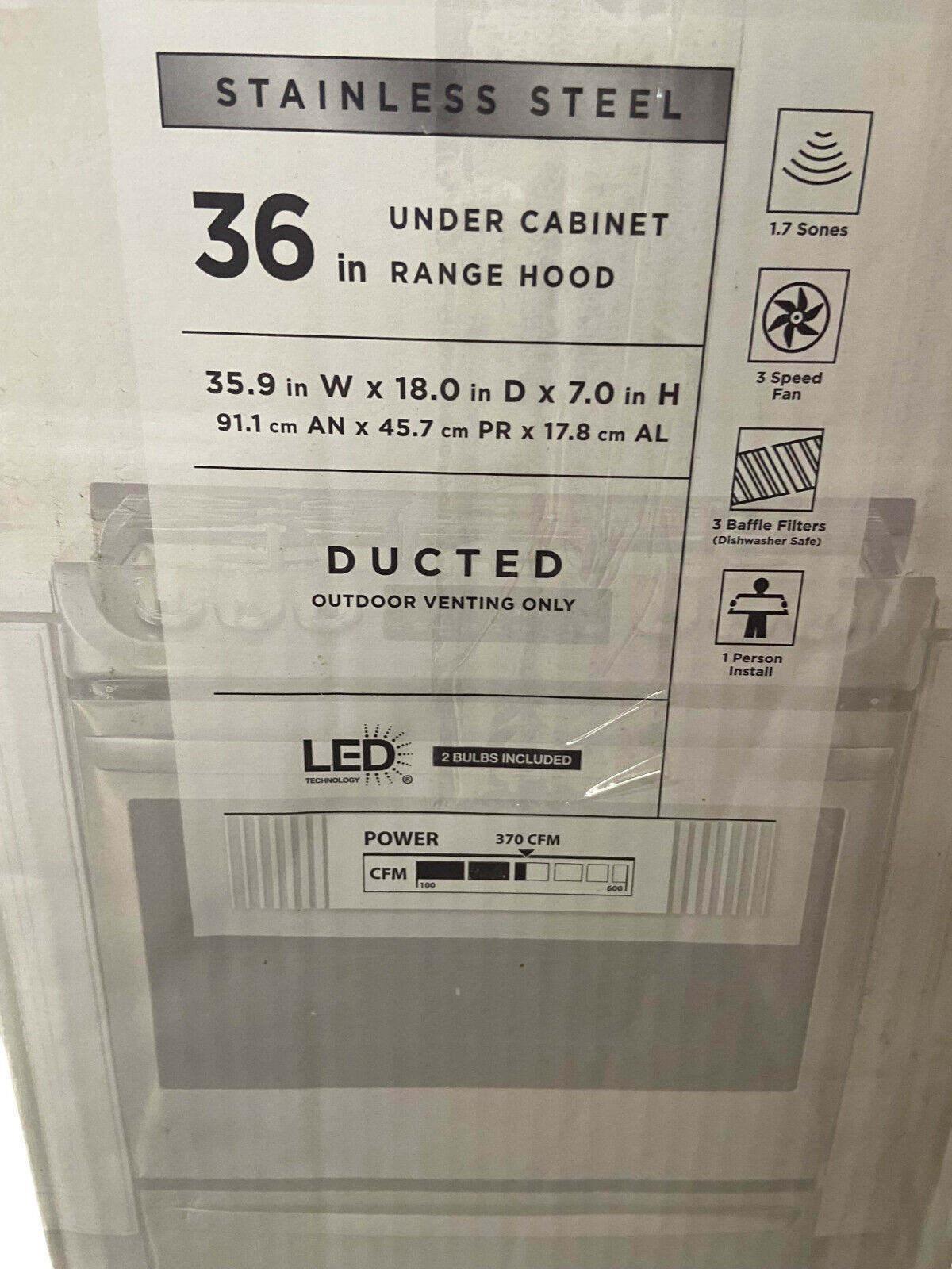 Vissani 36 in. Under Cabinet Range Hood Stainless Steel (Ducted) QR372S