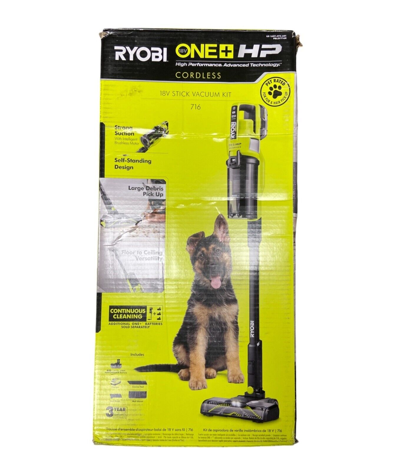 Ryobi One+ HP 18V Stick Vacuum Brushless Cordless PBLSV716B Tool Only