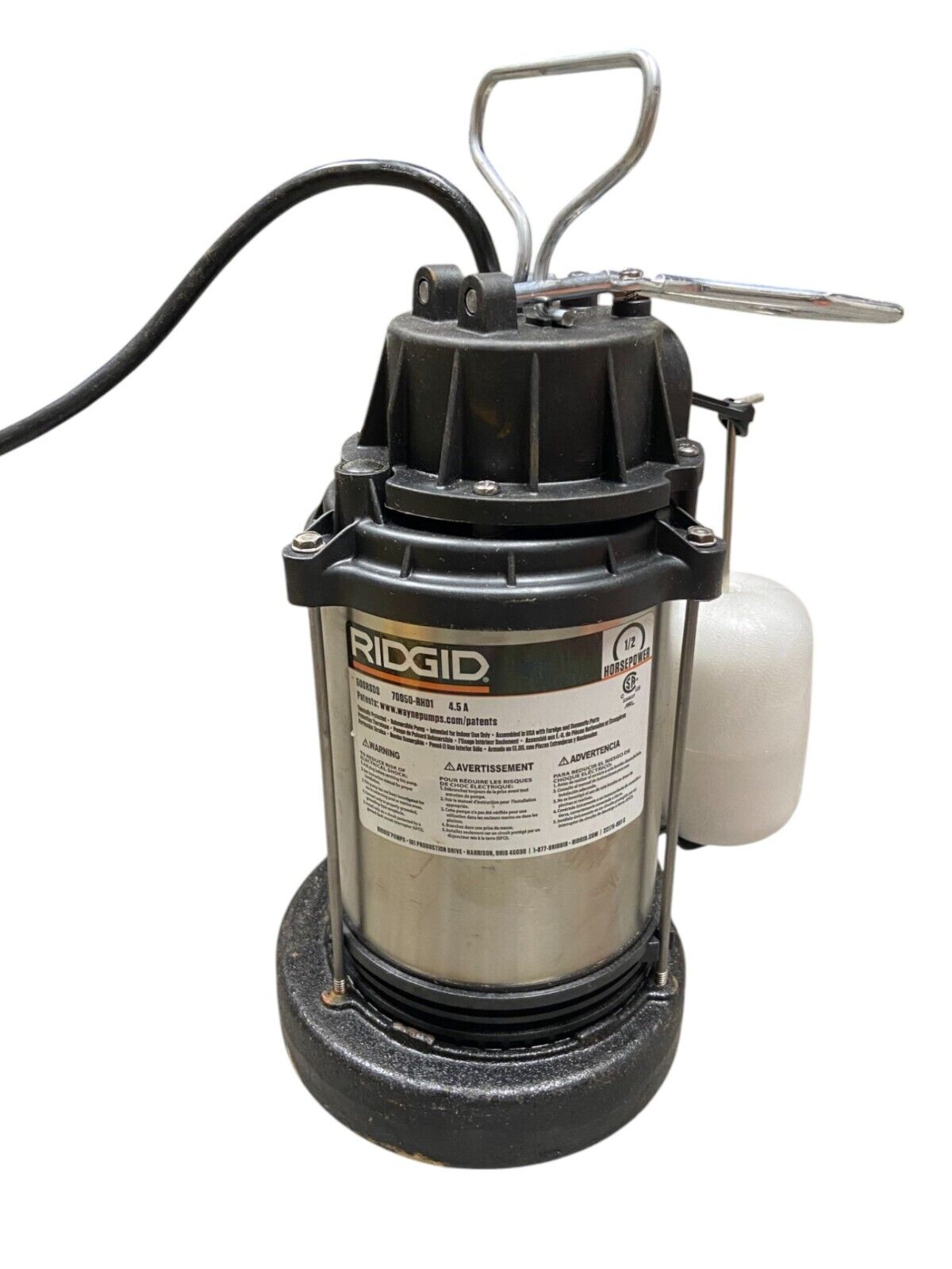 RIDGID 1/2 HP Cast Iron Sump Pump 500RSDS