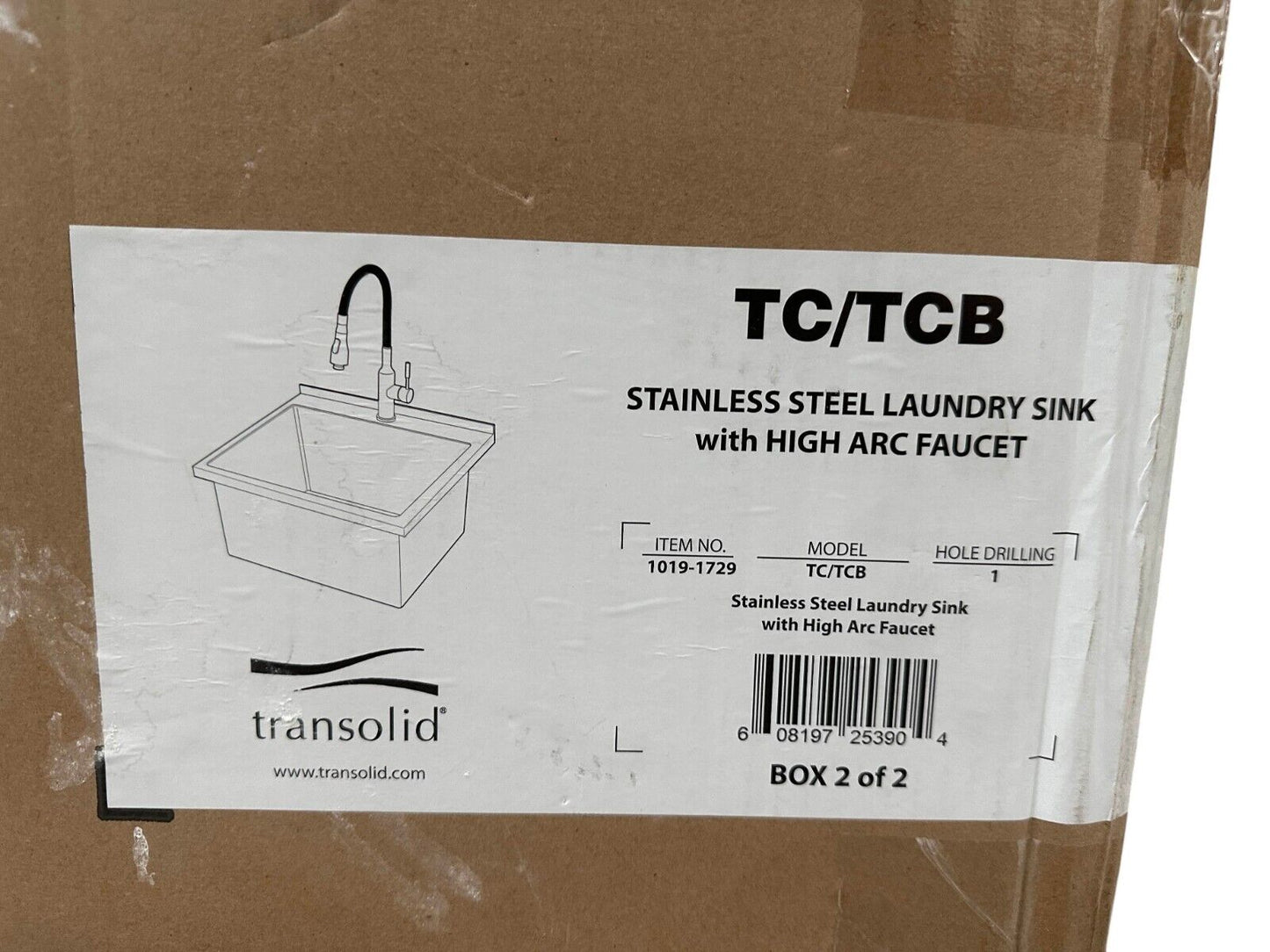 Transolid Steel Laundry Sink w/ High Arc Faucet (No Cabinet/Mounting Hardware)