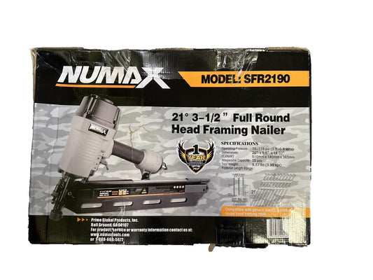 NuMax SFR2190 Pneumatic 21 Degree 3-1/2" Framing Nailer -OPEN BOX-