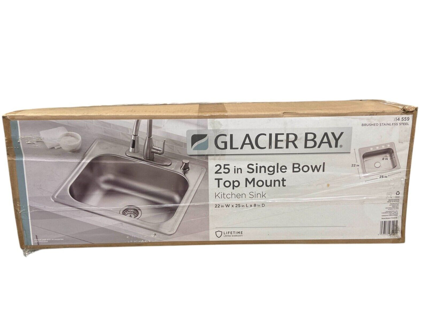 Glacier Bay 25" Single Bowl Top Mount Kitchen Sink 114 559
