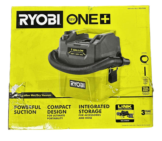 RYOBI PCL733B 18V 1 Gal. Wet/Dry Vacuum (Tool Only)-MISSING FILTER-
