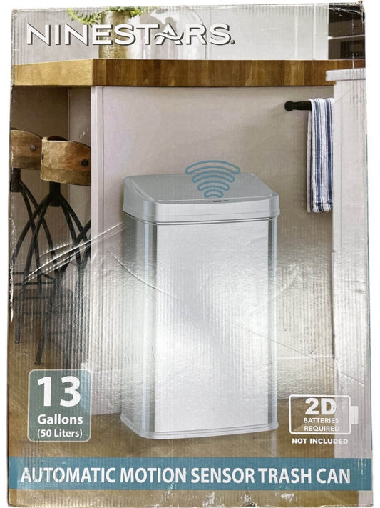 NINESTARS DZT-50-SL Automatic Touchless Motion Sensor Oval Trash Can-USED-