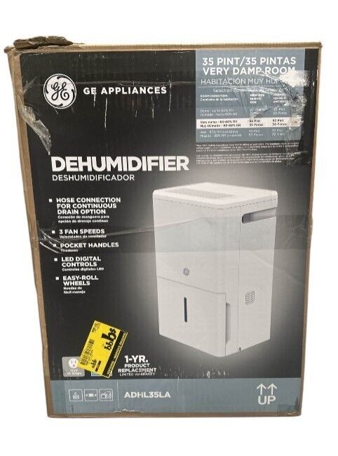 GE ADHL35LA 35 Pint Dehumidifier with Smart Dry -OPEN BOX-