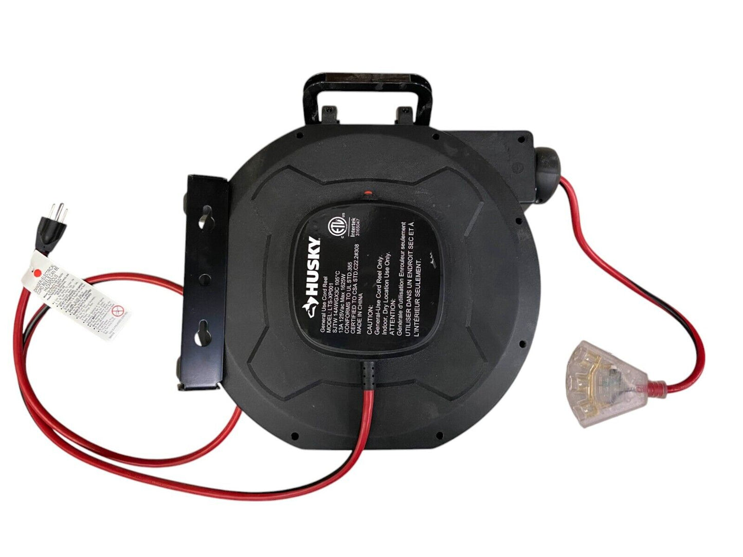 Husky LTS-XP001 50ft. Indoor Extension Cord Reel with Triple Tap, Black
