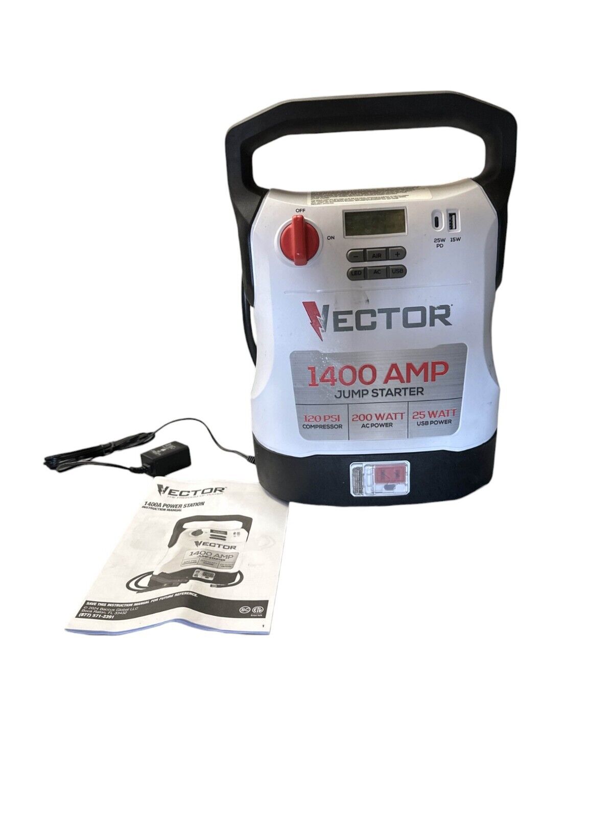 VECTOR 1400 Amp Jump Starter Compressor USB and AC Power - VECJ14C