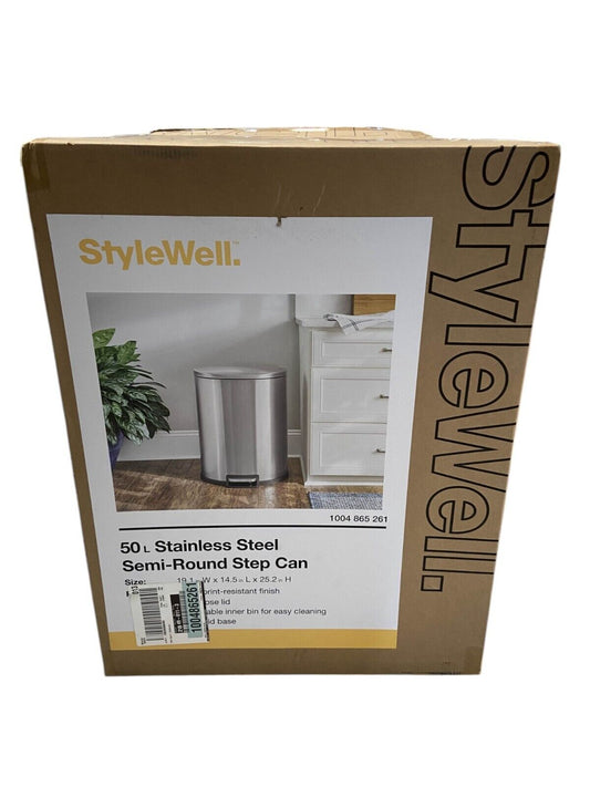 StyleWell 13 Gallon Durable Stainless Steel D-Shaped Garbage Waste Trash Can
