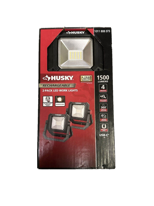 Husky 2-Pack 1500-Lumens Rechargeable LED Work Lights