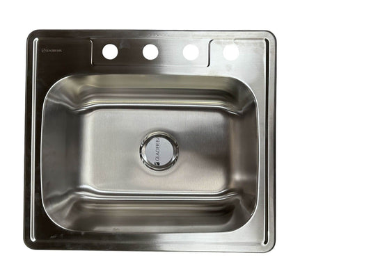 Glacier Bay 25" Drop-In Single Bowl 22 Gauge Stainless Steel Kitchen Sink DENTED
