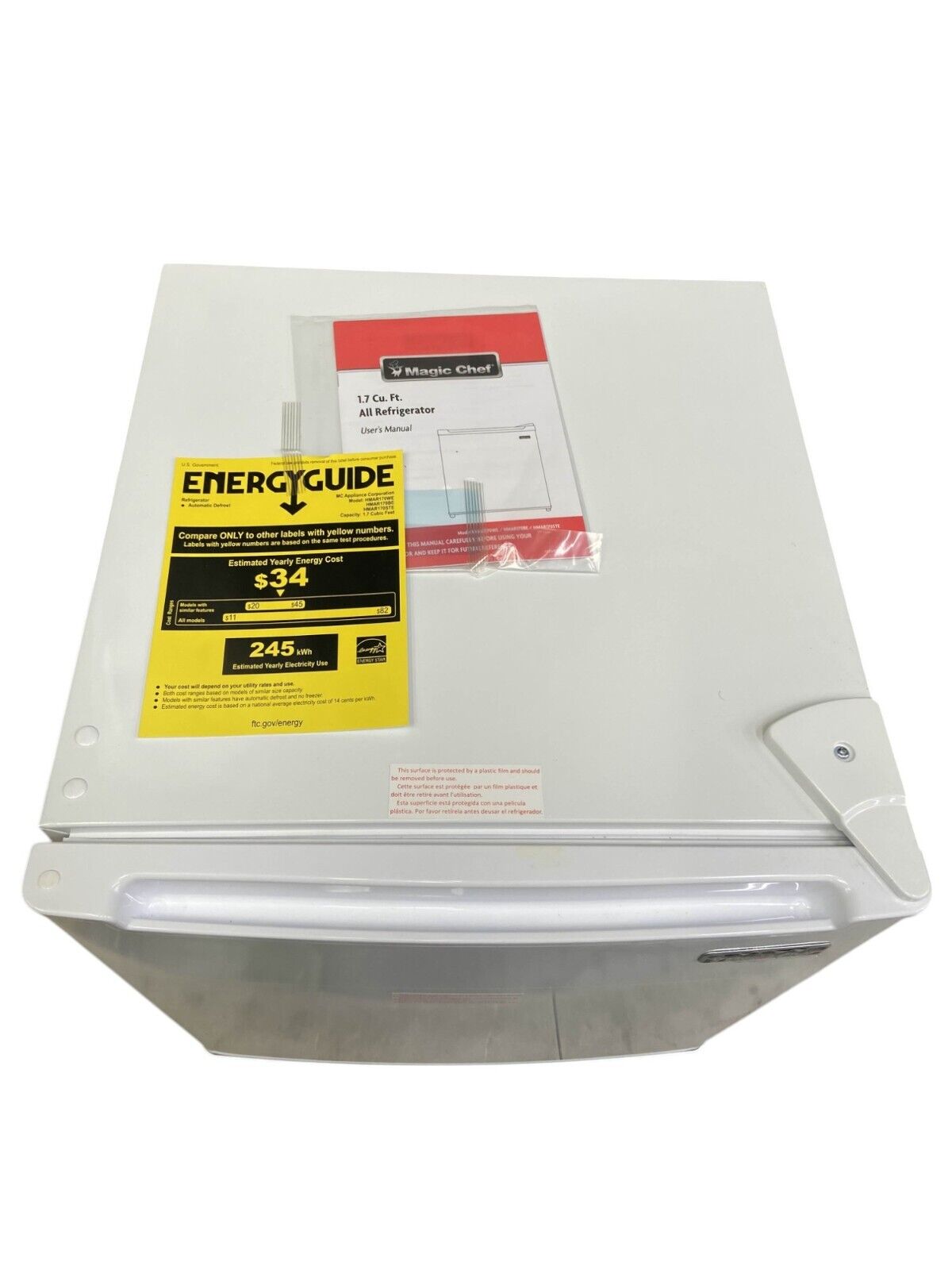 Magic Chef Mini Fridge 1.7 Cu. Ft. Freezerless White HMAR170WE