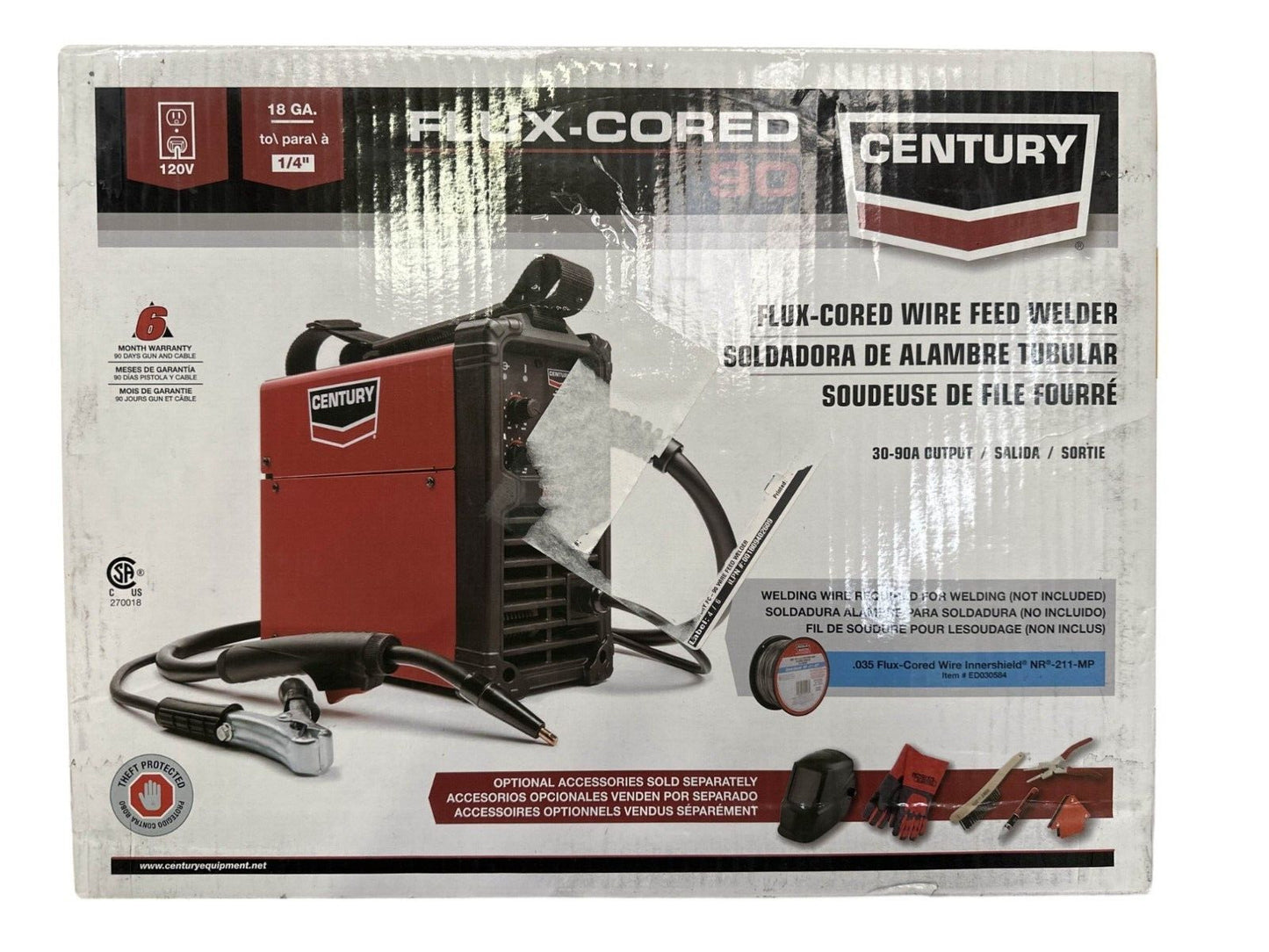 Century Lincoln FC90 90 Amp Flux Core Wire Feed Welder -OPEN BOX-