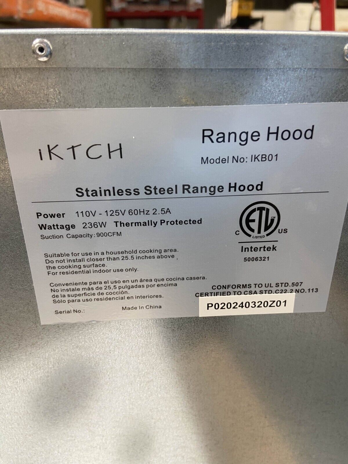 ‎IKTCH 111 30 Inch Integrated Rangehood - Silver (IKB01-30)