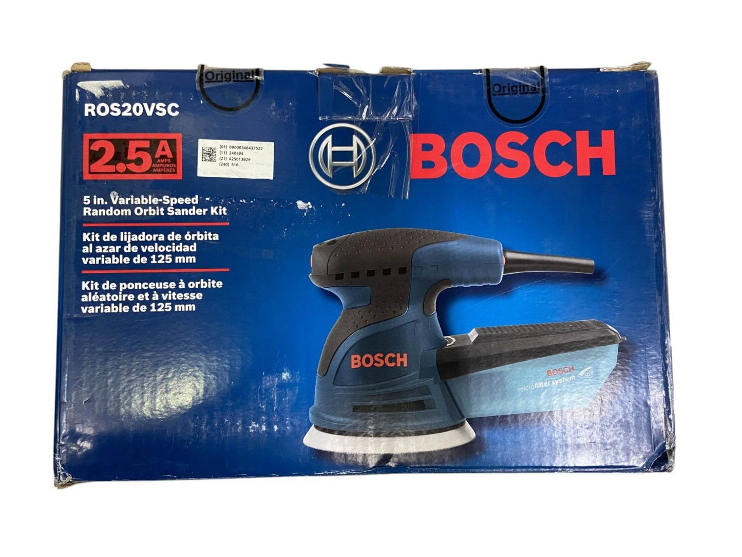 Bosch ROS20VSC 5" Variable Speed Palm Random Orbit Sander Kit w/ Carry Bag