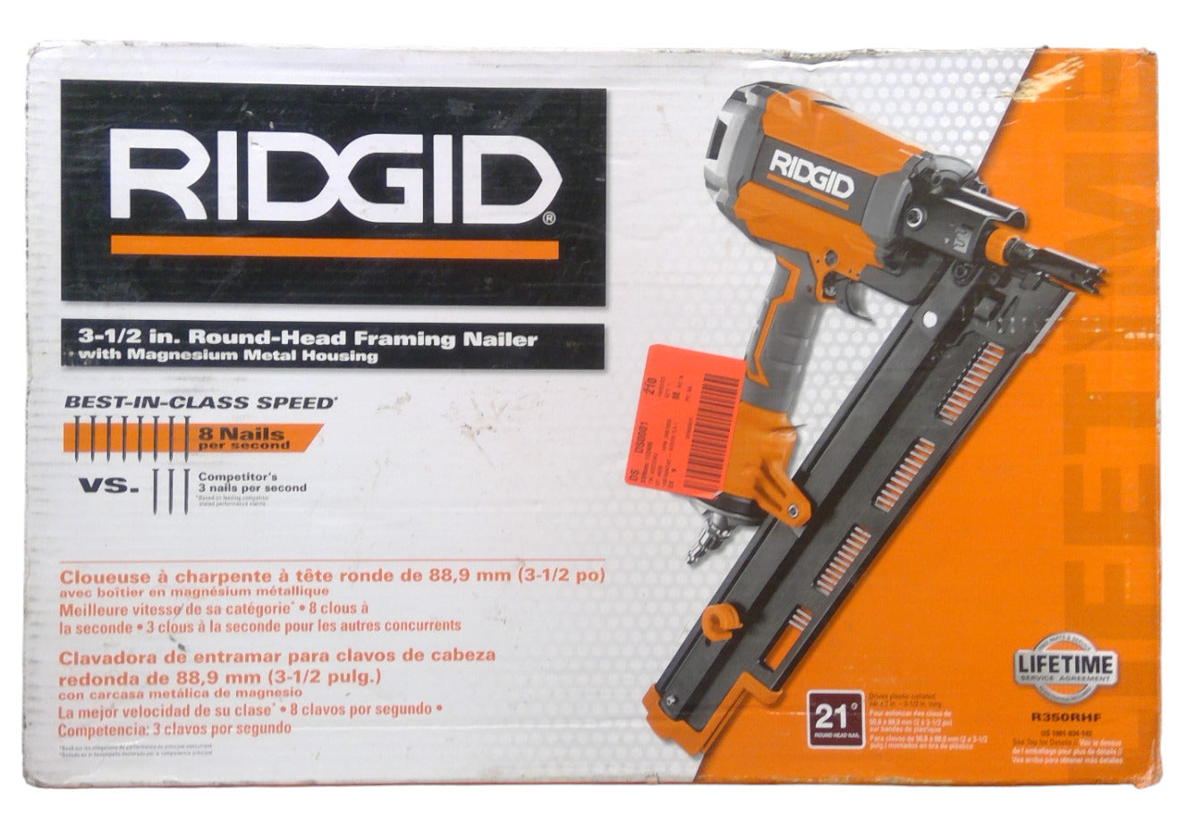 RIDGID R350RHF 21 Degree 3-1/2 in. Round-Head Framing Nailer - FOR PARTS-READ-