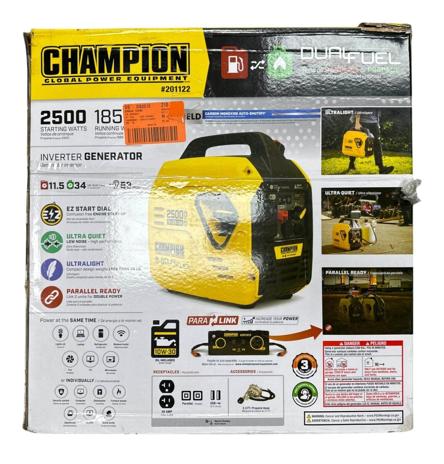Champion Power Equipment 201122 2500-Watt Dual Fuel Portable Inverter