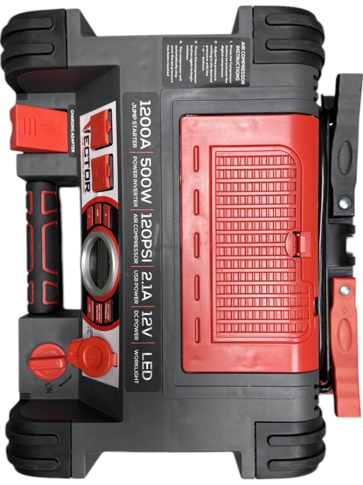 Vector PPRH5V 6 In 1 1200A Portable Power Station 500W 12V 120PSI --READ--