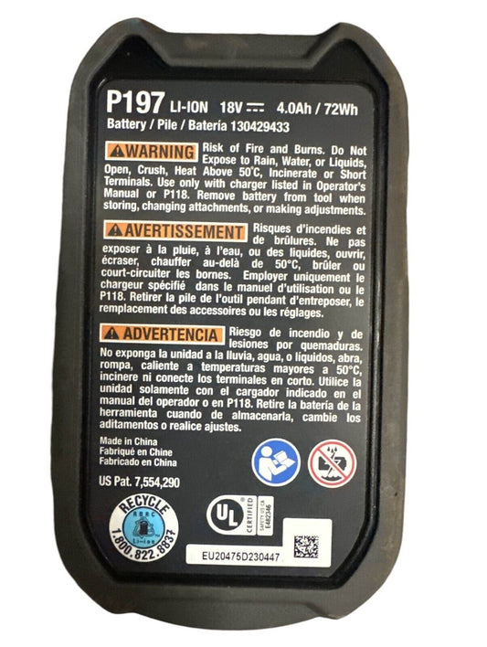 RYOBI P197 18v Lithium-Ion 4.0Ah Battery