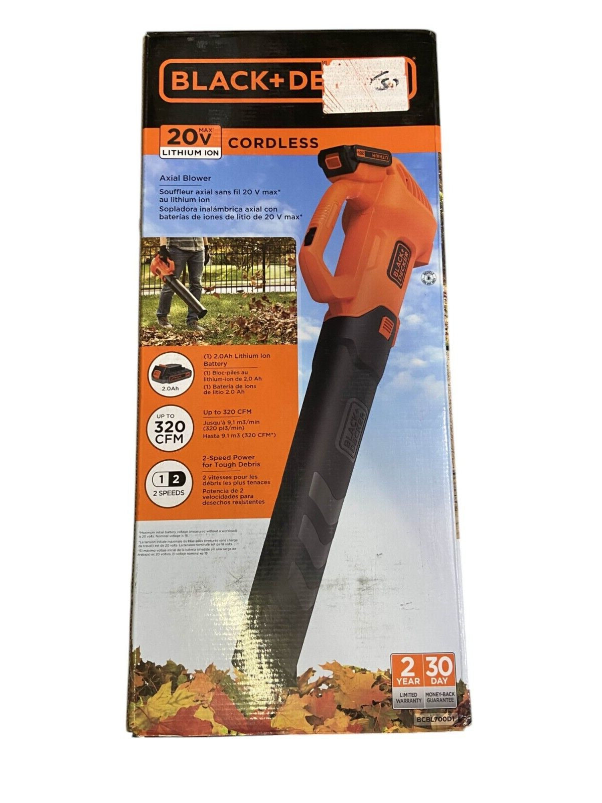 BLACK+DECKER 20V Axial Blower BCBL700 320CFM - Tool Only