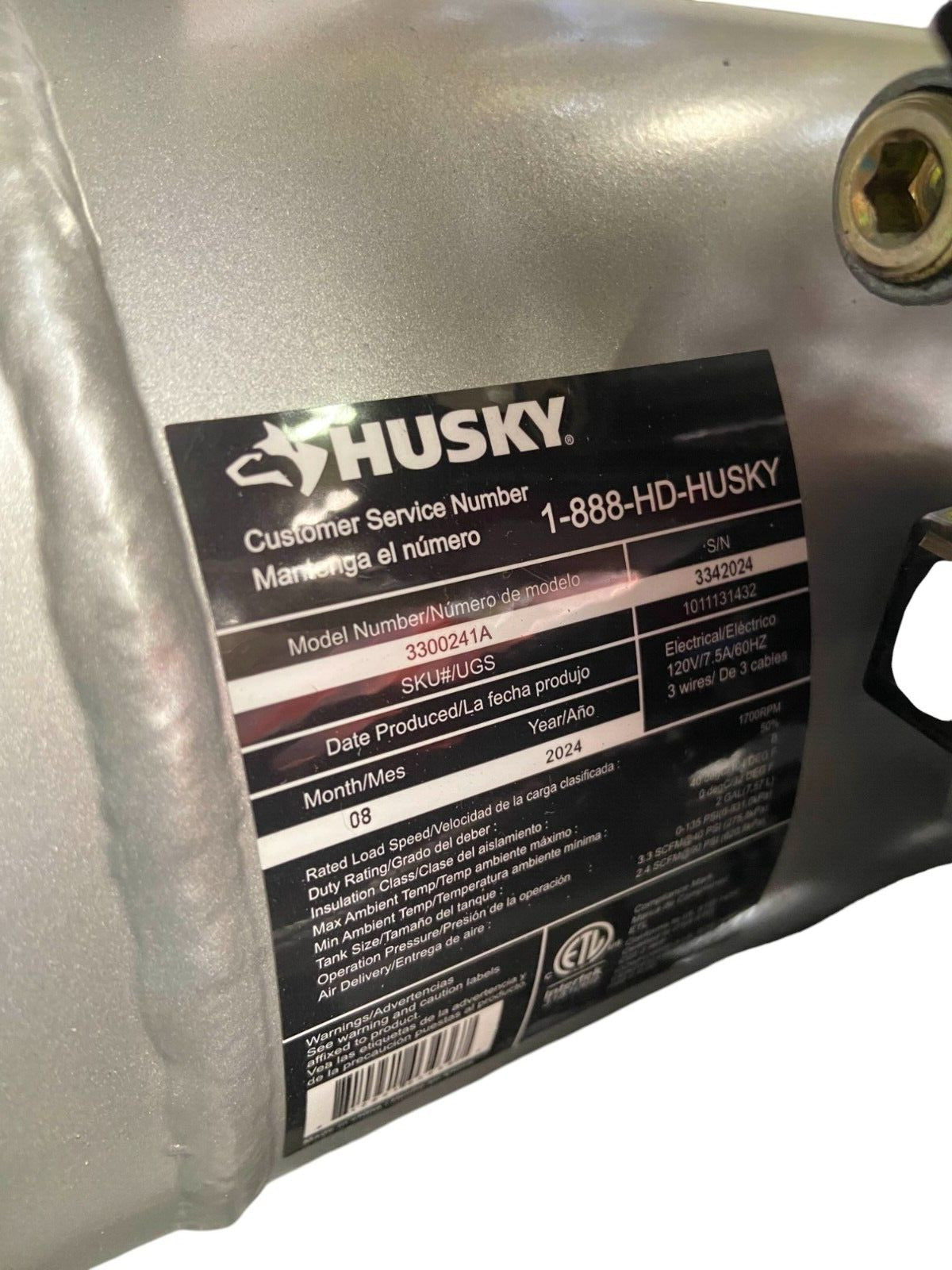 Husky 2 gal. 135 PSI Portable Electric Quiet Air Compressor