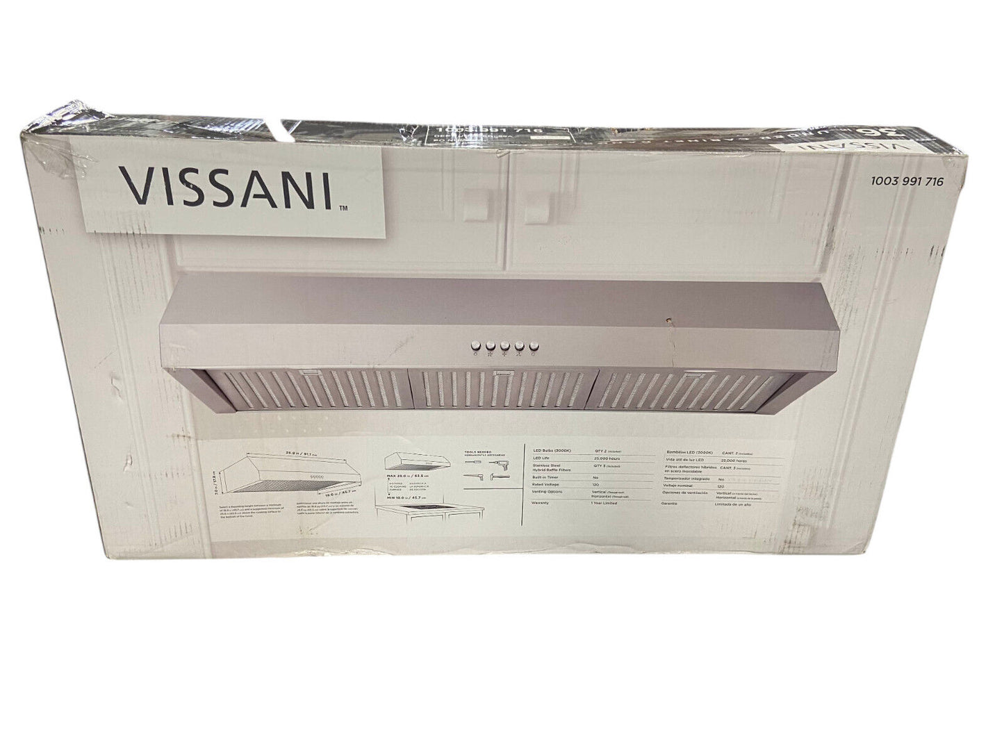 Vissani 36 in. Under Cabinet Range Hood Stainless Steel (Ducted) QR372S