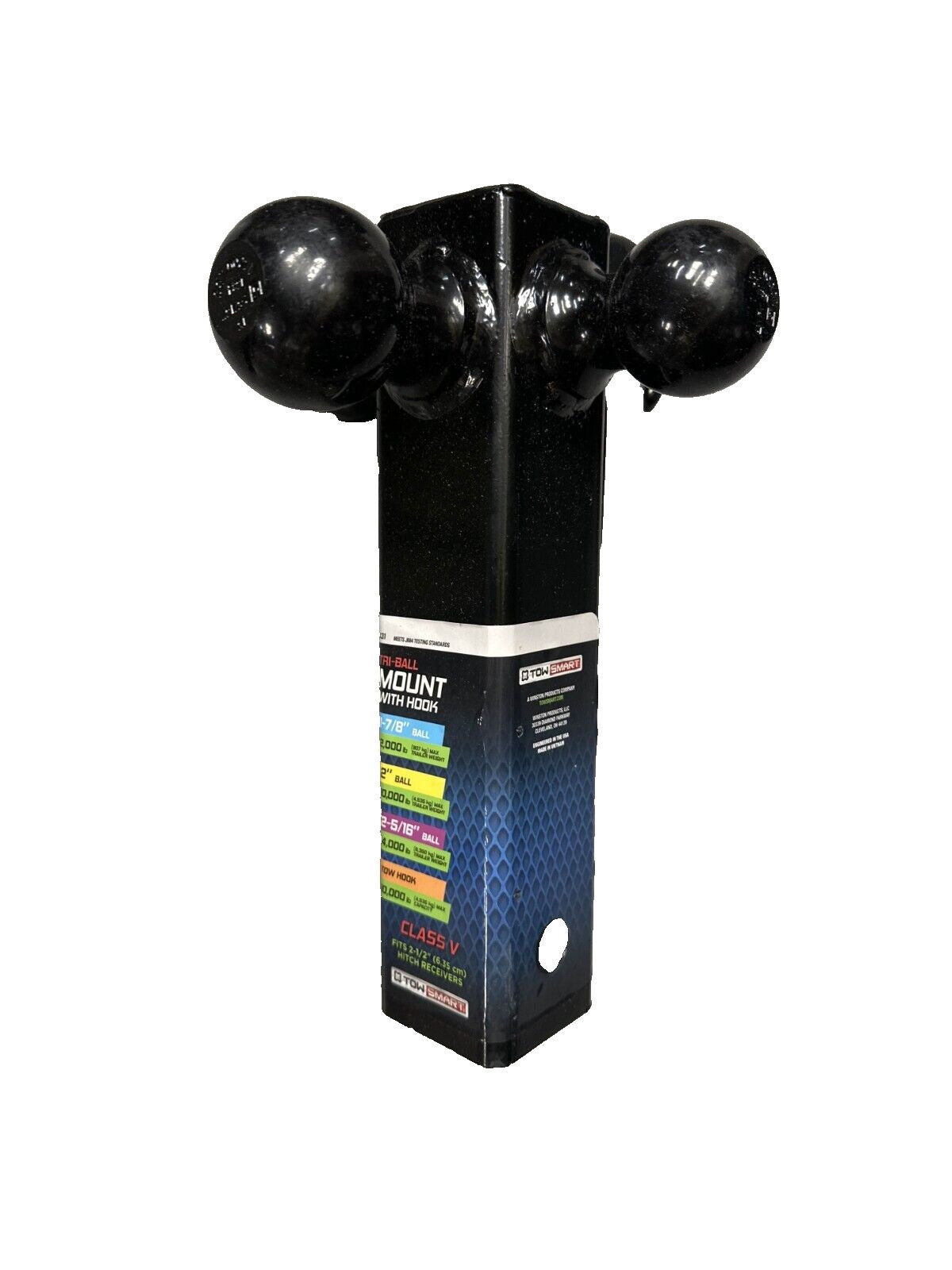Tow Smart Tri-Ball Mount with Hook 1-7/8" 2" 2-5/16" -READ-MISSING PIN-
