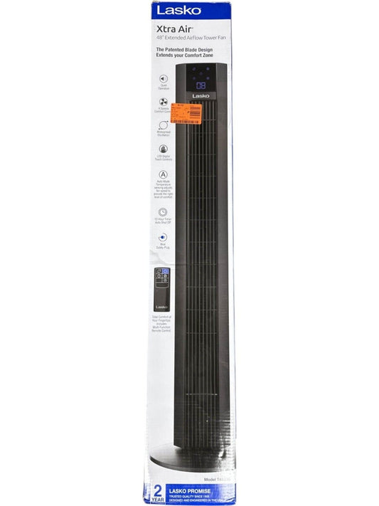 Lasko Xtra Air 48" 4 Speed Tower Fan in Black With Remote