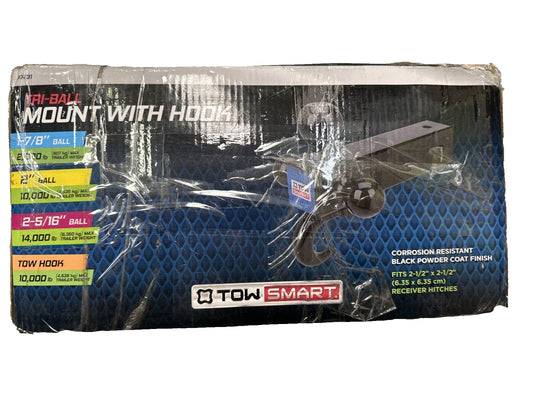 Tow Smart Tri-Ball Mount with Hook 1-7/8" 2" 2-5/16" -READ-MISSING PIN-