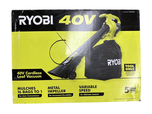 Ryobi RY40405BTL 40V Cordless Leaf Mulcher (Tool Only) -MISSING WHEEL FOR TUBE-